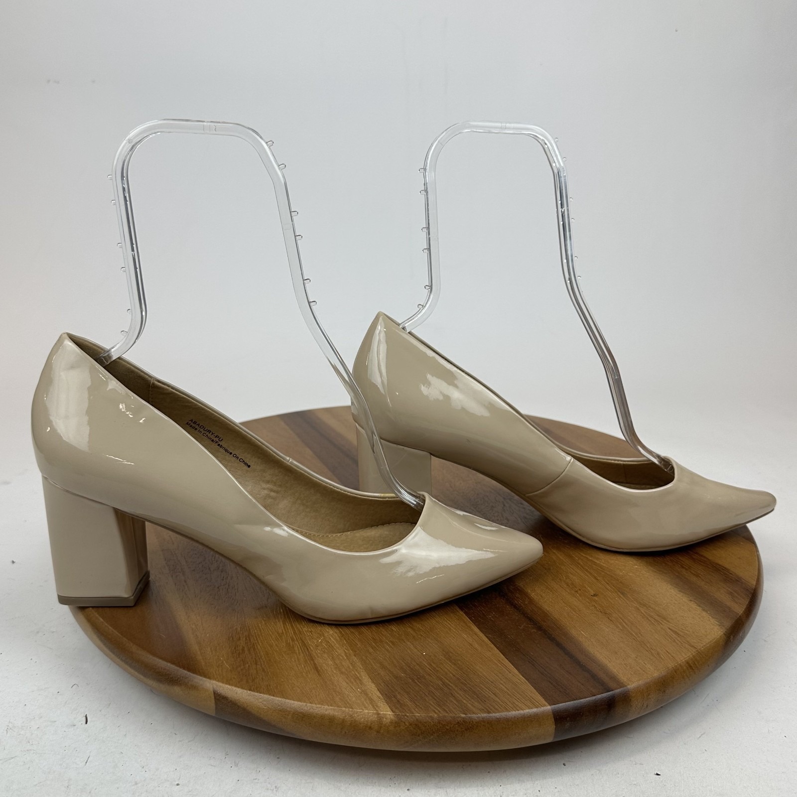 New Womens Abound Adury Beige Faux Patent Leather Formal Comfort Pumps Size 11 M